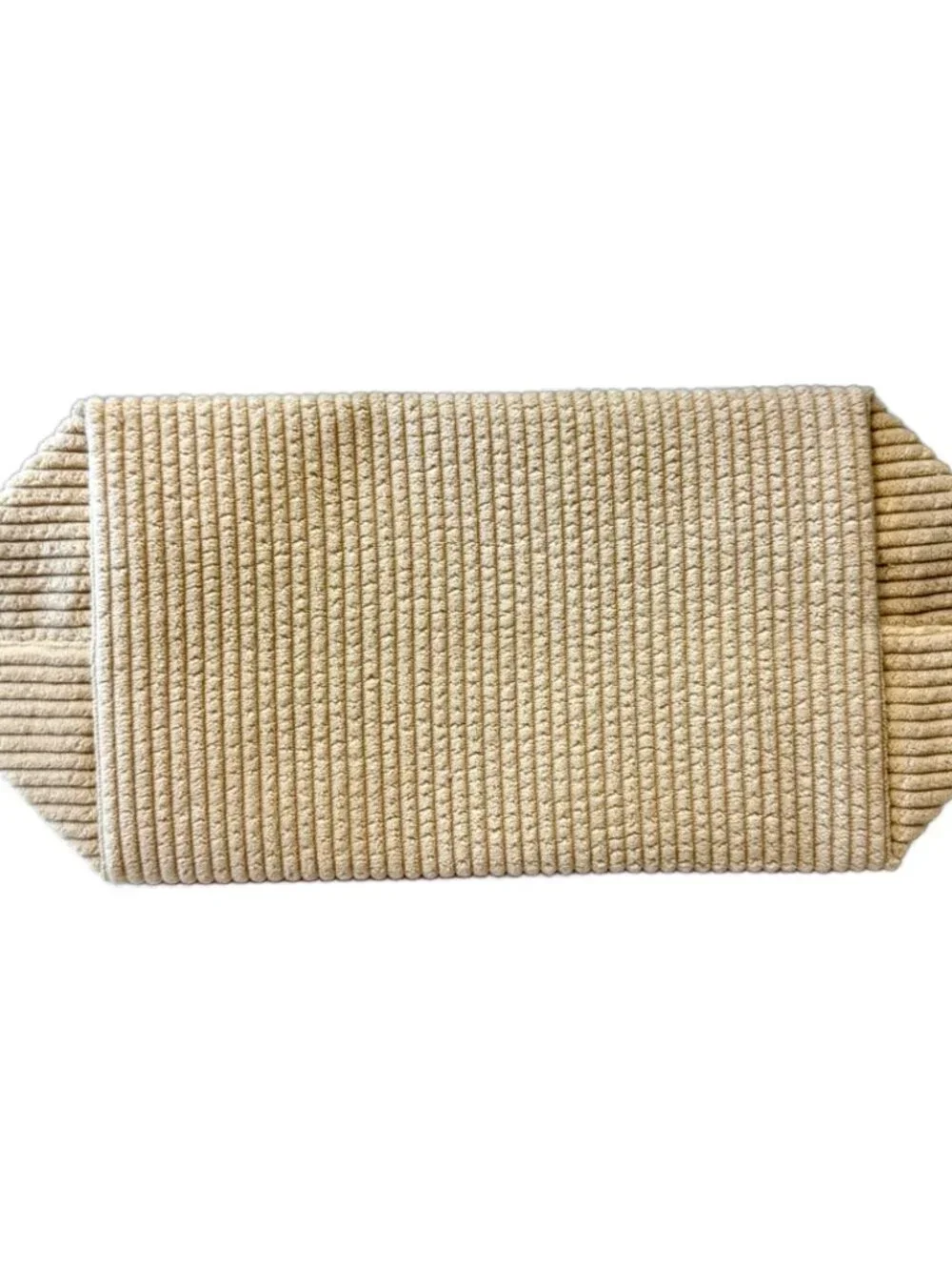 Tarte Cosmetic Makeup Bag Cream Corduroy Flat Bottom Counter Sitter New
